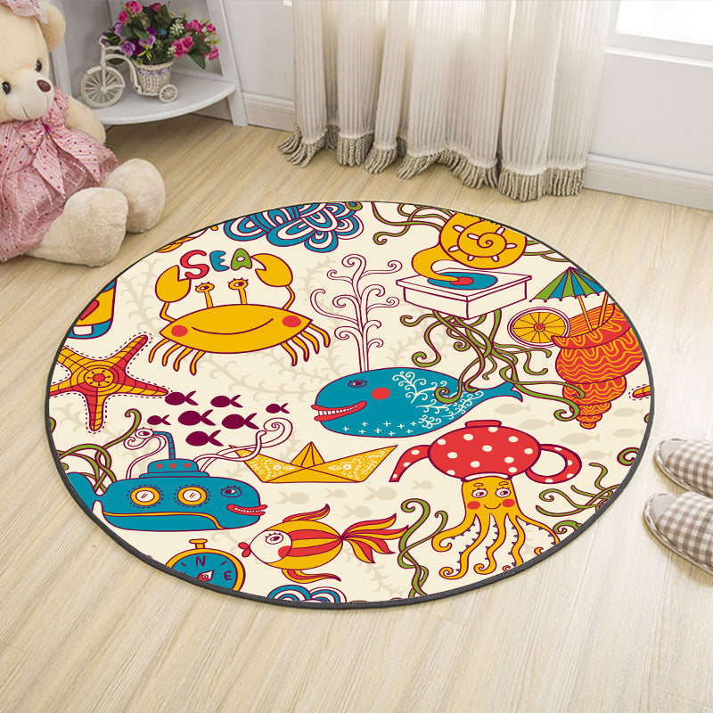 Shaded Cartoon Indoor Rug Multicolored Animal Print Rug Machine Washable Stain Resistant Non-Slip Rug for the Children's Room