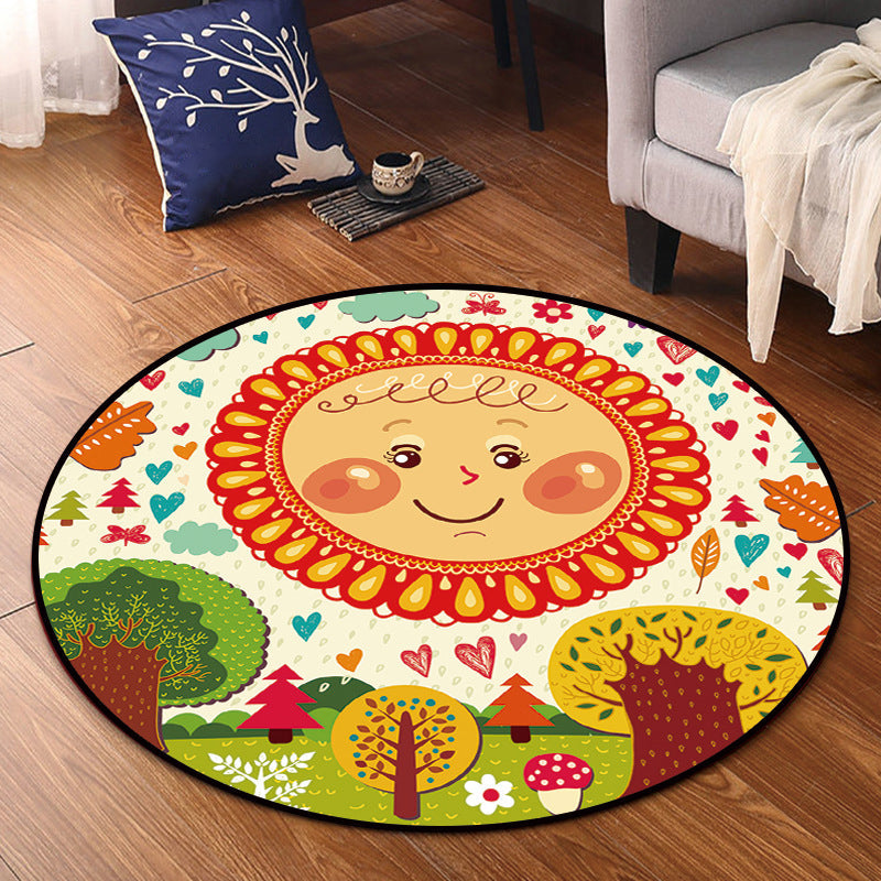 Bright Multicolor Animal Carpet Synthetic Cartoon Rug Pet-Friendly Non-Slip Back Washable Rug for Children's Room