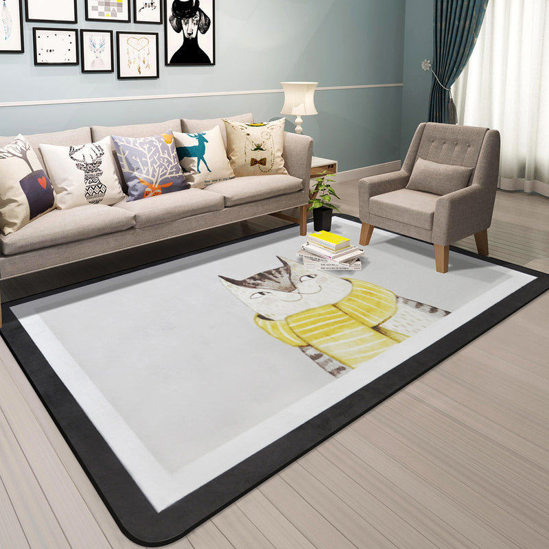 Cartoon Animal Gentleman Rug Multicolor Polypropylene Rug Washable Pet Friendly Non-Slip Underlay Rug for Living Room