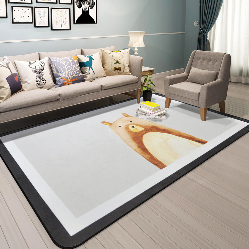 Cartoon Animal Gentleman Rug Multicolor Polypropylene Rug Washable Pet Friendly Non-Slip Underlay Rug for Living Room