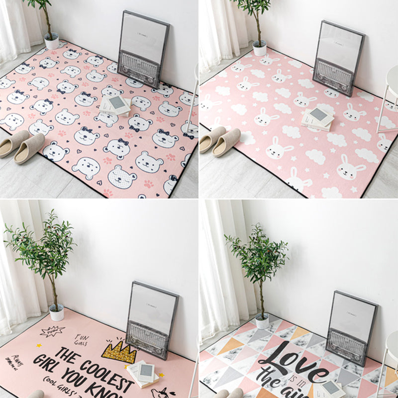 Multicolor Geometric Carpet Polyester Cartoon Rug Pet Friendly Non-Slip Stain Resistant Rug for Children's Room