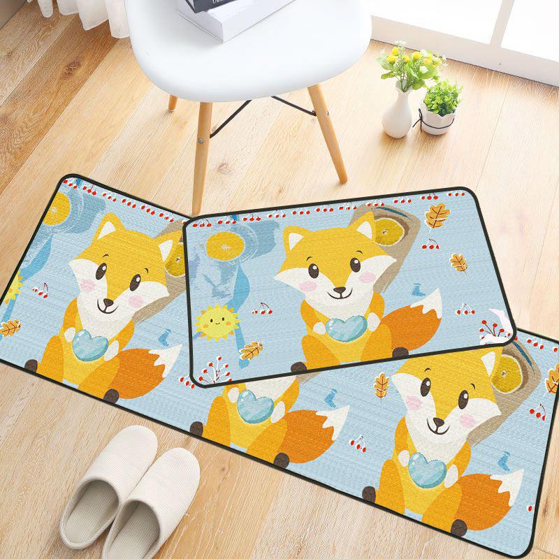Childlike Animal Pattern Carpet Multicolored Cartoon Carpet Synthetic Non-Slip Machine Washable Stain Resistant Carpet for the Children's Room
