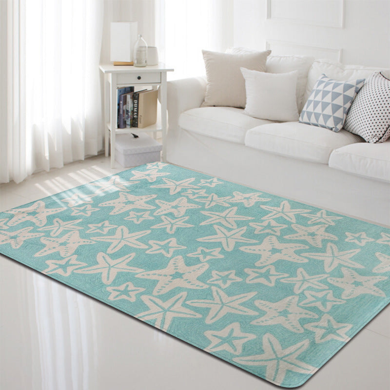 Multi-Color Marine Life Rug Polyester Nordic Rug Washable Pet-Friendly Non-Slip Rug for the Living Room