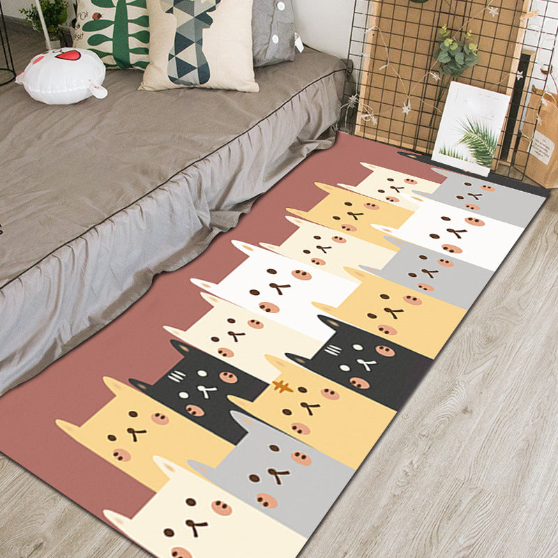 Chic Animal Pattern Indoor Rug Multifunctional Cartoon Carpet Synthetic Non-Slip Pet Friendly Washable Rug for Preschool