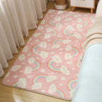 Stylish Multi-Colored Kids Rug Cotton Pattern Rug Machine Washable Pet Friendly Non-Slip Back Rug for Girls Bedroom