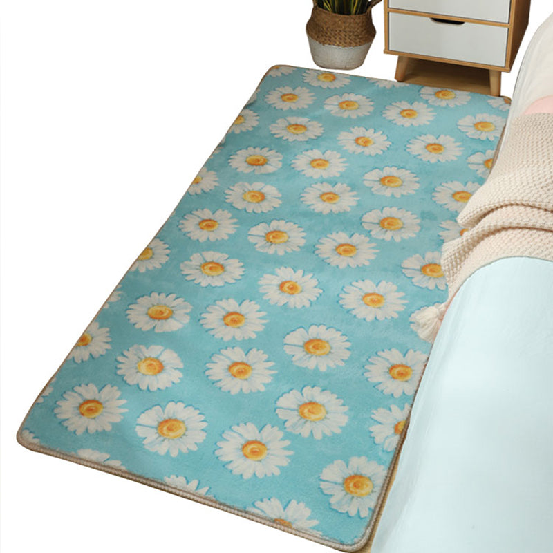 Stylish Multi-Colored Kids Rug Cotton Pattern Rug Machine Washable Pet Friendly Non-Slip Back Rug for Girls Bedroom
