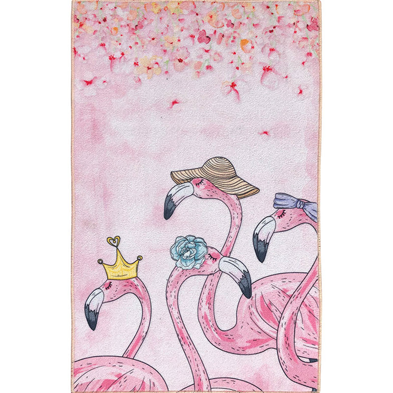 Scandinavian Girls Bedroom Carpet Multi-Color Botanical Rug Synthetic Machine Washable Stain-Resistant Non-Slip Back Rug