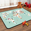 Students Kids Carpet Multicolor Navigation Map Carpet Pet Friendly Washable Non-slip Underlay Rug for Children's Room