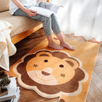 Irregular Shaped Animal Rug Multicolor Cartoon Rug Synthetic Non-Slip Back Machine Washable Pet Friendly Rug for Children's Room