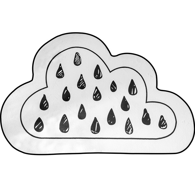 Novelty Children Area Rug Multicolor Raindrop Cloud Shape Rug Non-Slip Backing Washable Pet-Friendly Rug for Bedroom