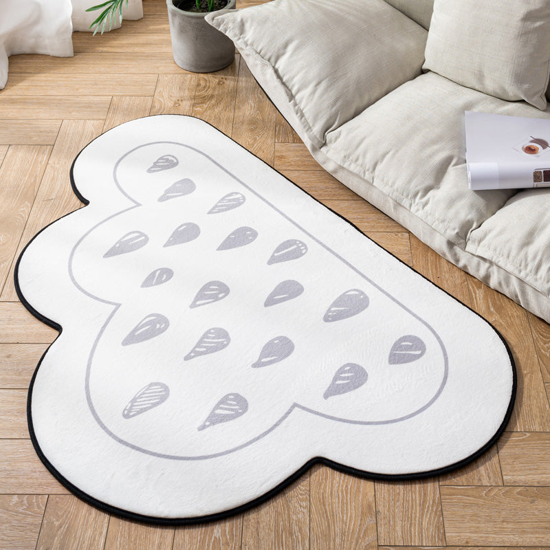 Novelty Children Area Rug Multicolor Raindrop Cloud Shape Rug Non-Slip Backing Washable Pet-Friendly Rug for Bedroom