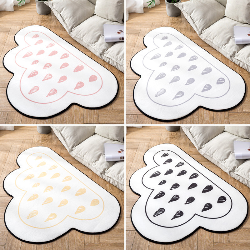 Novelty Children Area Rug Multicolor Raindrop Cloud Shape Rug Non-Slip Backing Washable Pet-Friendly Rug for Bedroom