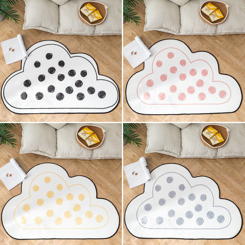 Novelty Children Area Rug Multicolor Raindrop Cloud Shape Rug Non-Slip Backing Washable Pet-Friendly Rug for Bedroom