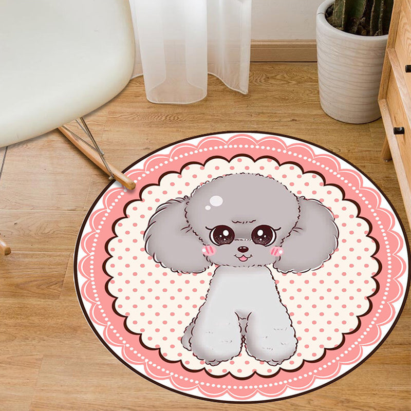 Multi-Color Kids Rug Cartoon Animal Rug Polyester Non-Slip Backing Pet-Friendly Machine Washable Rug