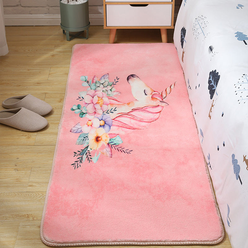 Children's Room Rug Multicolored Animal Sketches Rug Cotton Machine Washable Rug