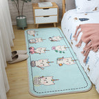Children's Room Rug Multicolored Animal Sketches Rug Cotton Machine Washable Rug