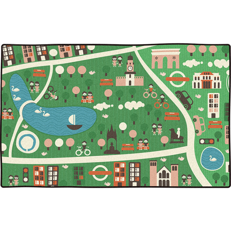 Leather and Play Children Indoor Rug Multi Color City Traffic Carpet Washable Pet Friendly Non-Slip Underlay Rug for Boys Room