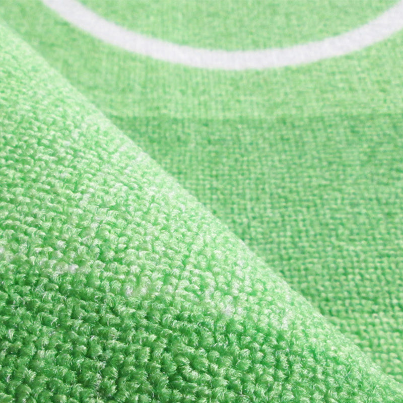 Green Football Field Pattern Carpet Polyester Kids Carpet Stain Resistant Non-Slip Pet Friendly Carpet for Boys Room