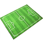 Green Football Field Pattern Carpet Polyester Kids Carpet Stain Resistant Non-Slip Pet Friendly Carpet for Boys Room