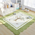 Multicolor Norwegian Style Rug Polypropylene Tree Pattern Rug Non-Slip Pet-Friendly Stain-Resistant Rug for Children's Room