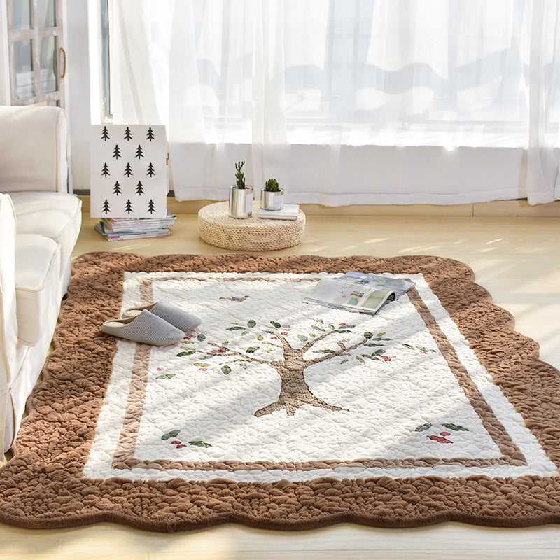 Multicolor Norwegian Style Rug Polypropylene Tree Pattern Rug Non-Slip Pet-Friendly Stain-Resistant Rug for Children's Room