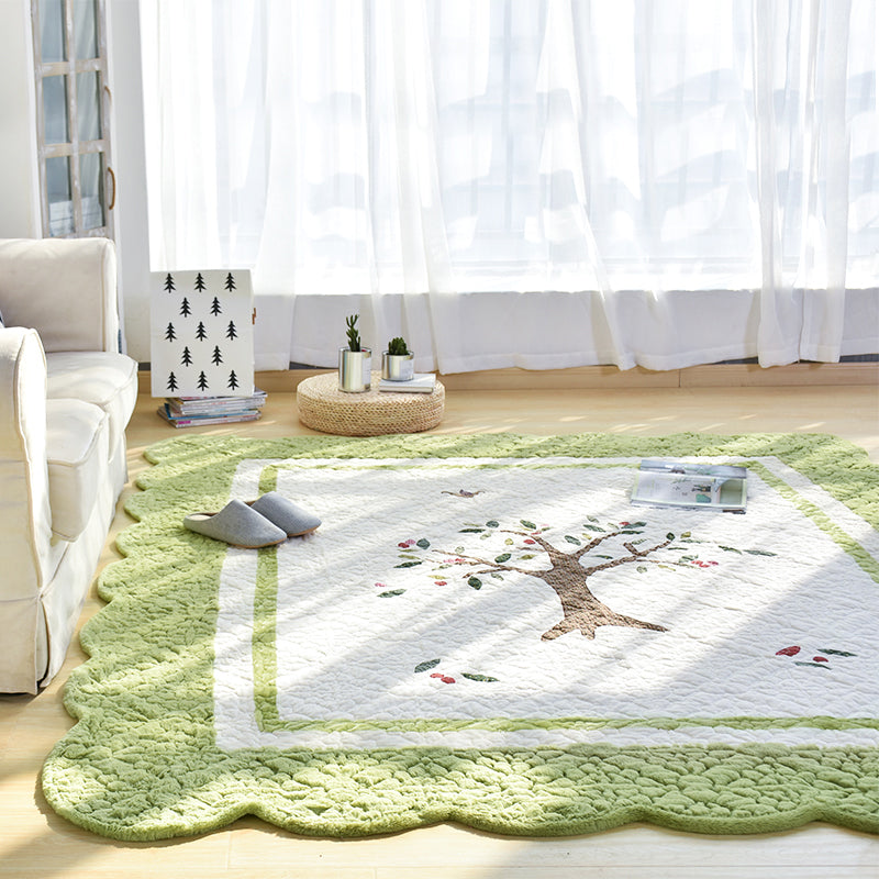 Multicolor Norwegian Style Rug Polypropylene Tree Pattern Rug Non-Slip Pet-Friendly Stain-Resistant Rug for Children's Room