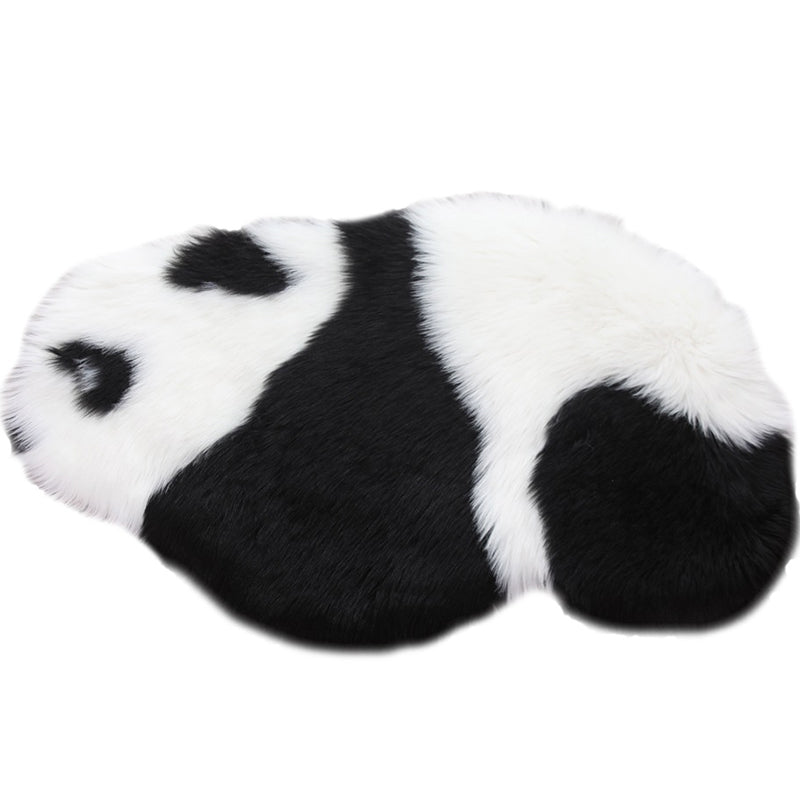Cute Panda Print Rug Black and White Kids Rug Polyester Stain Resistant Machine Washable Non-Slip Backing Carpet for Bedroom