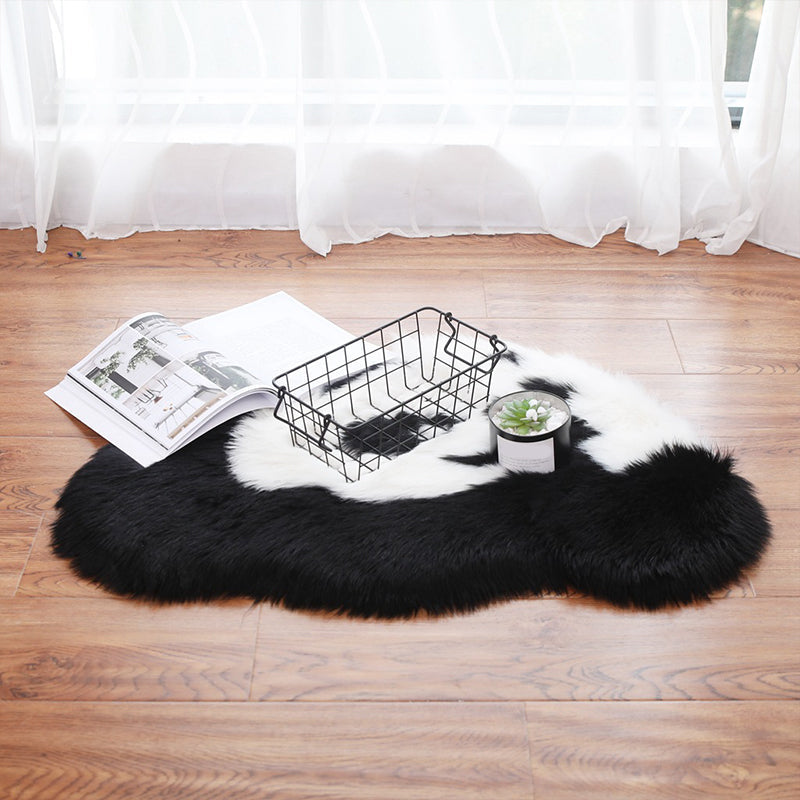 Fluffy Kids Rug Black and White Panda Pet Friendly Washable Non-Slip Back Rug for Kids Room
