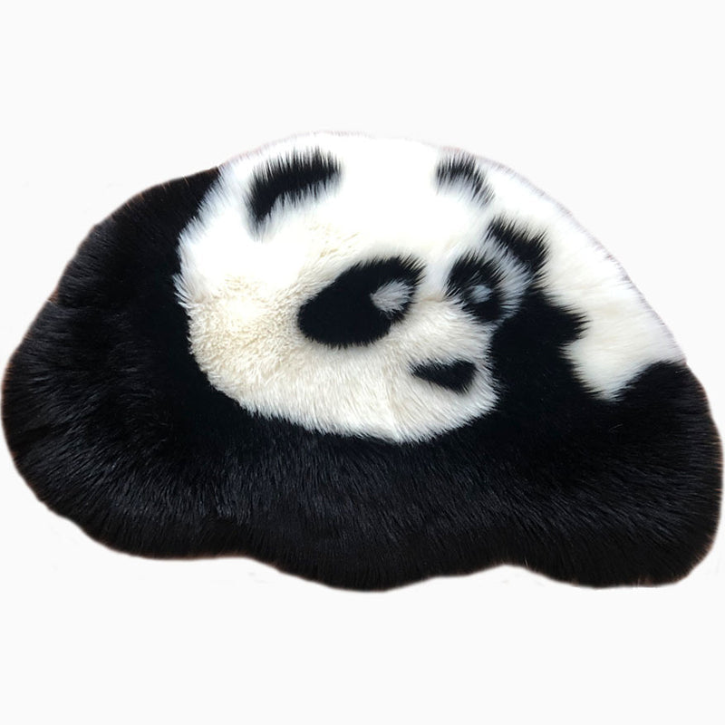 Fluffy Kids Rug Black and White Panda Pet Friendly Washable Non-Slip Back Rug for Kids Room