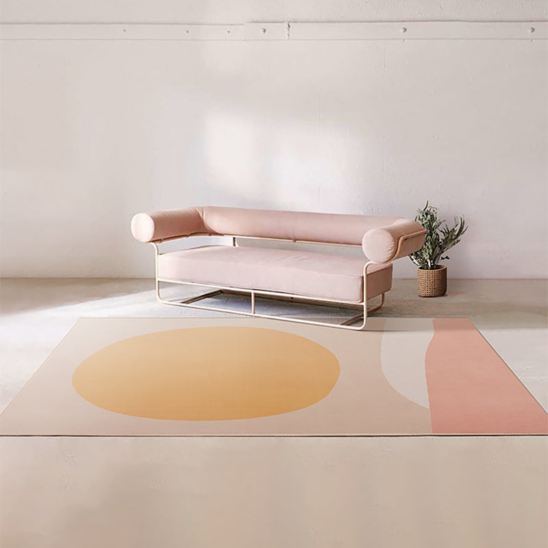 Soft Orange Nordic Carpet Polyester Geometric Rug Non-Slip Backing Pet-Friendly Washable Carpet for Home Decoration