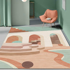 Nordic Living Room Rug Morandi Color Castle Interior View Rug Polypropylene Stain Resistant Pet Friendly Non-Slip Backing Rug