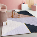 Multicolored geometric block rug Polyester Nordic rug machine washable stain resistant non-slip back rug for the living room