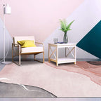 Multi-Color Abstract Pattern Rug Synthetic Postmodern Rug Stain Resistant Washable Non-Slip Rug for Girls Bedroom