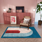 Classic curved door mat Multicolored postmodern rug Polyester Non-slip backing Washable Pet-friendly rug for the room