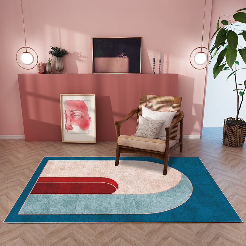 Classic curved door mat Multicolored postmodern rug Polyester Non-slip backing Washable Pet-friendly rug for the room