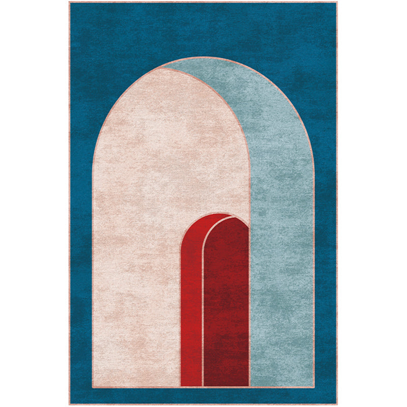 Classic curved door mat Multicolored postmodern rug Polyester Non-slip backing Washable Pet-friendly rug for the room