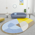 Multicolor Nordic Rug Polypropylene Color Block with Line Background Pet-Friendly Non-Slip Machine Washable Rug for Home