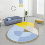 Multicolor Nordic Rug Polypropylene Color Block with Line Background Pet-Friendly Non-Slip Machine Washable Rug for Home