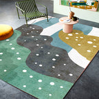 Retro Abstract Line Art Rug Multicolored Mid-Century Rug Synthetic Washable Stain Resistant Non-Slip Rug for the Living Room