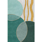 Retro Abstract Line Art Rug Multicolored Mid-Century Rug Synthetic Washable Stain Resistant Non-Slip Rug for the Living Room