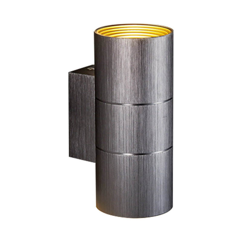 Tubular LED Up and Down Wall Lamp Modern Metal 1 Light Black/Grey/Gold Wall Lamp for Bathroom