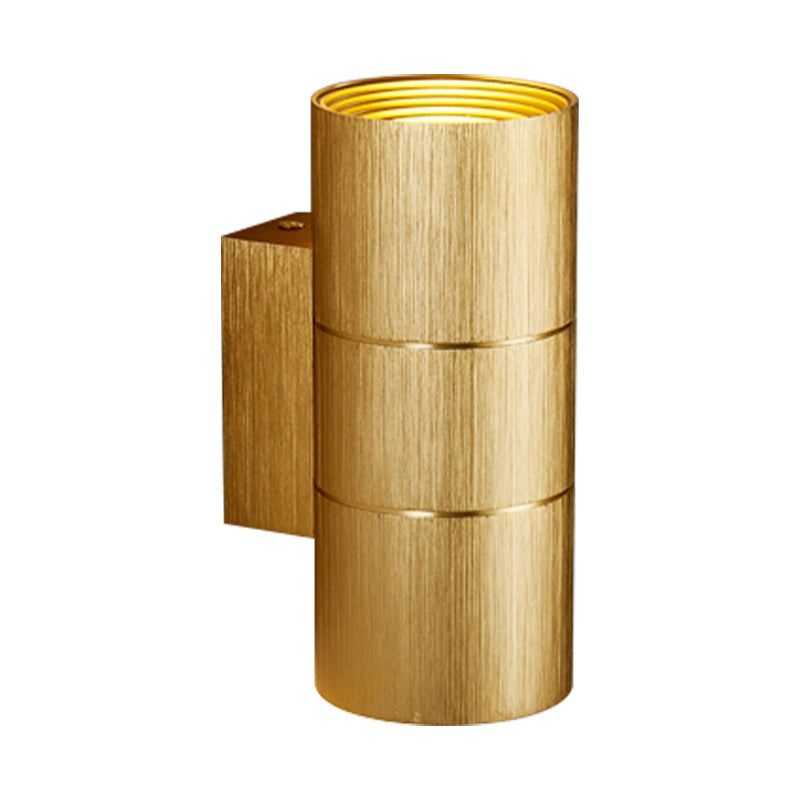 Tubular LED Up and Down Wall Lamp Modern Metal 1 Light Black/Grey/Gold Wall Lamp for Bathroom