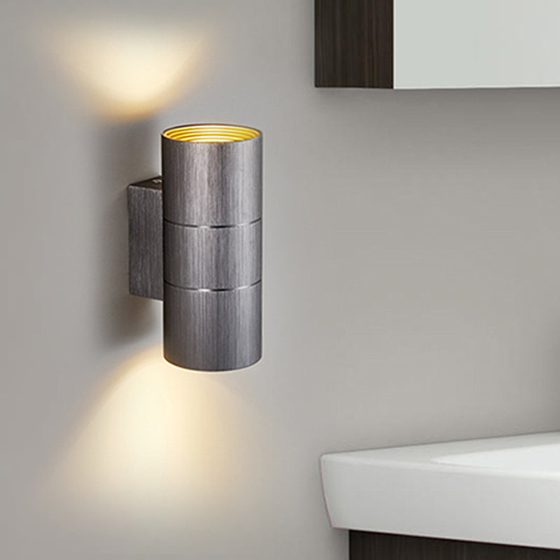Tubular LED Up and Down Wall Lamp Modern Metal 1 Light Black/Grey/Gold Wall Lamp for Bathroom