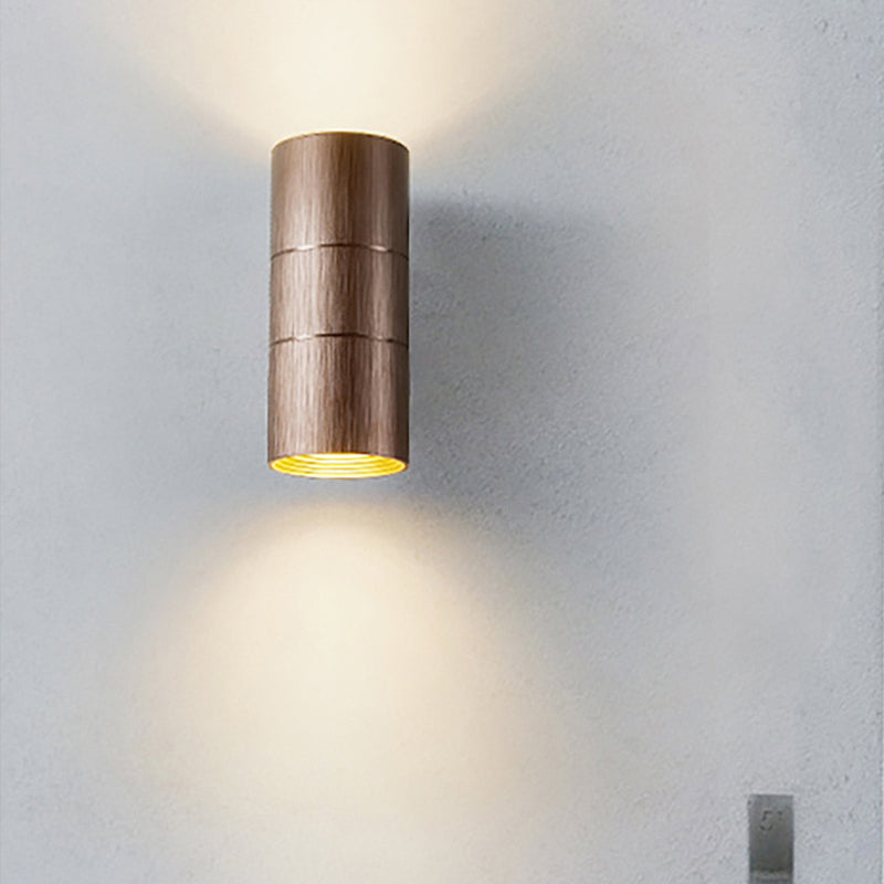 Tubular LED Up and Down Wall Lamp Modern Metal 1 Light Black/Grey/Gold Wall Lamp for Bathroom