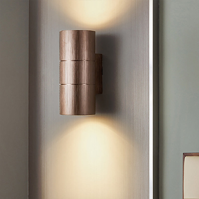 Tubular LED Up and Down Wall Lamp Modern Metal 1 Light Black/Grey/Gold Wall Lamp for Bathroom