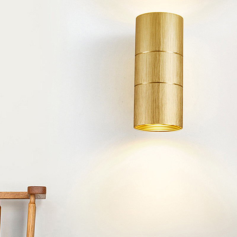 Tubular LED Up and Down Wall Lamp Modern Metal 1 Light Black/Grey/Gold Wall Lamp for Bathroom