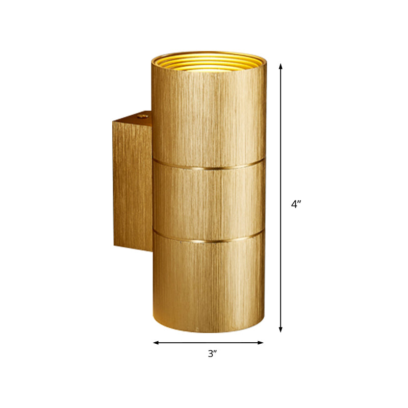 Tubular LED Up and Down Wall Lamp Modern Metal 1 Light Black/Grey/Gold Wall Lamp for Bathroom