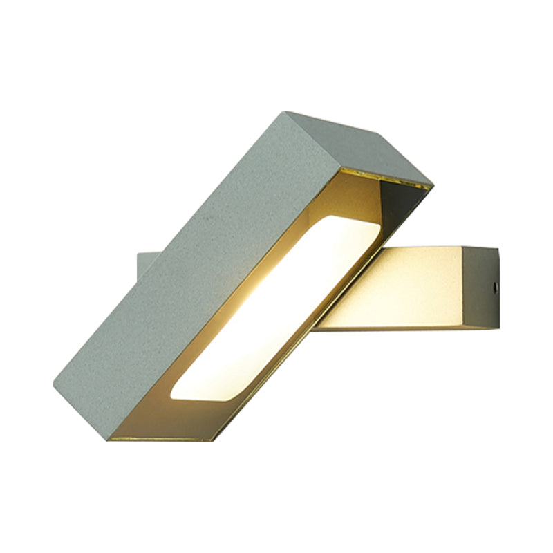 Rectangular Wall Light Modern Metal Black/White/Grey LED Wall Mount Light with Rotatable Design
