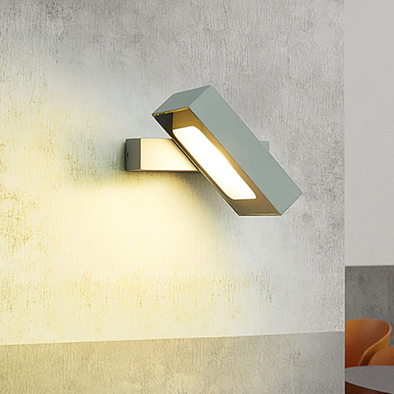 Rectangular Wall Light Modern Metal Black/White/Grey LED Wall Mount Light with Rotatable Design