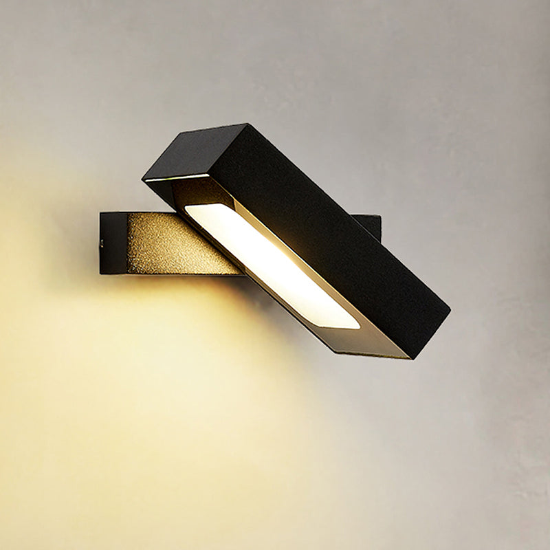Rectangular Wall Light Modern Metal Black/White/Grey LED Wall Mount Light with Rotatable Design